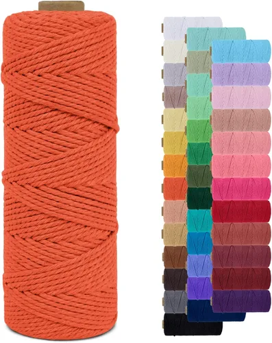 Miniatura 54 de Cuerda de macramé de 0.079 in para 219 yardas, cuerda de algodón natural para manualidades, hilo de cuerda de macramé de colores para colgar