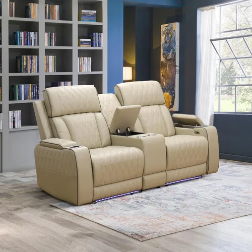 Miniatura 29 de Juego de sofá modular reclinable eléctrico con luz LED, juego de sofá modular reclinable de cuero, incluye sillón reclinable individual, juego