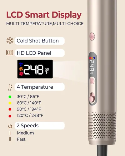 Miniatura 4 de UKLISS - Estilizador de cabello de aire caliente 6 en 1 con secador de pelo de alta velocidad de 110,000 rpm, cepillo de secado automático redondo