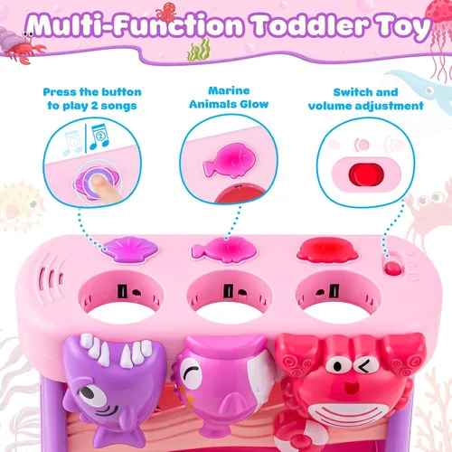 Miniatura 9 de V-Opitos Juguetes musicales para niños de 1 y 2 años, juguetes interactivos de alimentación con pelota, juguetes educativos Montessori, regalos