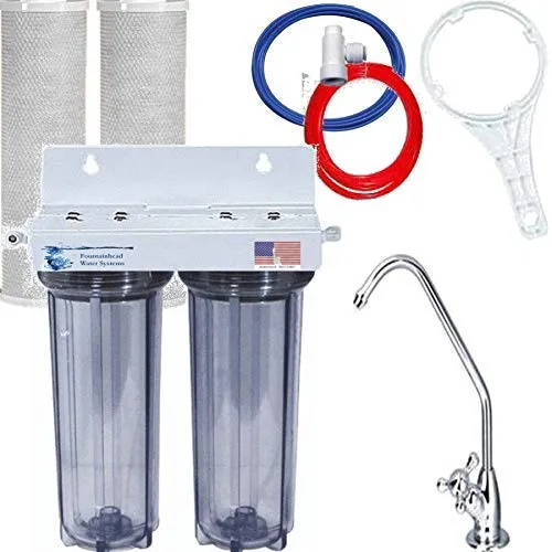 2 etapas debajo del sistema de filtro de agua del fregadero 2 filtros de carbono del fluoruro de carbono/del arsénico del carbón del carbón