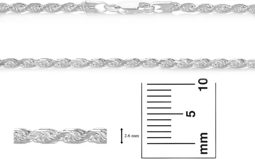 Miniatura 4 de The Bling Factory 3.5mm .925 Sterling Silver Diamond-Cut Twisted Rope Chain Necklace