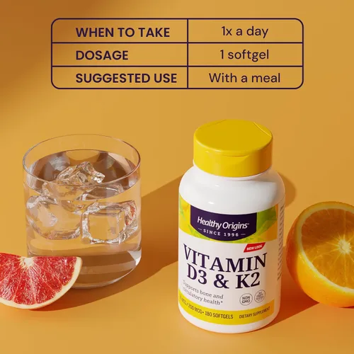 Miniatura 5 de Healthy Origins Vitamina D3 y K2 – Vitamina D3, 50 mcg – Vitamina K2, 200 mcg – Suplementos de vitamina D y vitamina K fácilmente absorbibles
