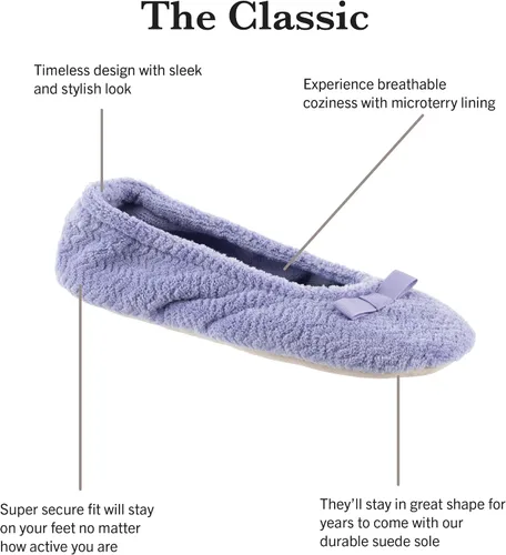 Miniatura 2 de Isotoner - Pantuflas de microfibra con patrón de chevrón para mujer con suela de ante y absorción de humedad para mayor comodidad