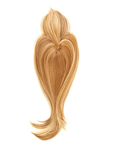 Miniatura 8 de Flecos en la parte superior de la cabeza color R6/30H chocolate cobre – 16 pulgadas de longitud Topper Hairdo Base Monofilamento 5 Clips Natural