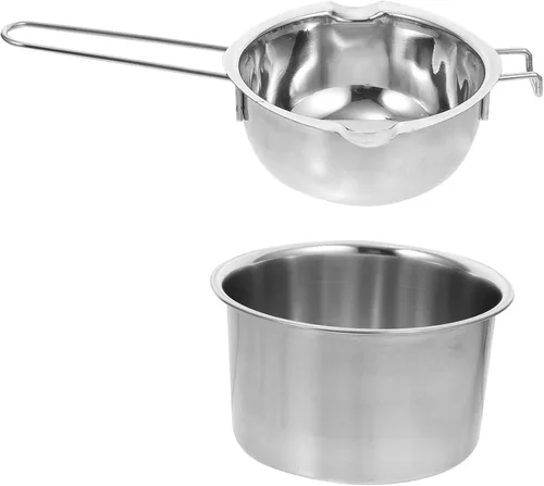 Miniatura 6 de Sewroro Olla de doble caldera, olla de acero inoxidable para chocolate, dulces, mantequilla, queso, jabón y cera, boquillas de vertido dobles, mango