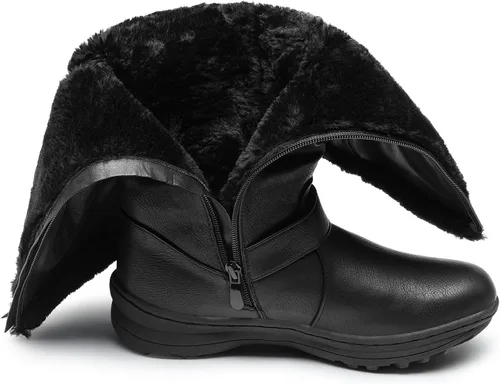 Miniatura 3 de DREAM PAIRS Botas altas hasta la rodilla con forro de piel para mujer, con cierre de cremallera
