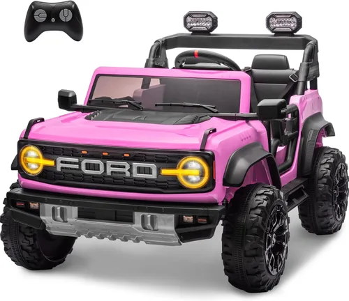 ENYOPRO juguetes de paseo de 24 V para niños grandes, vehículo eléctrico Ford Bronco Raptor con licencia para niños de 2 plazas, Jeeps con control