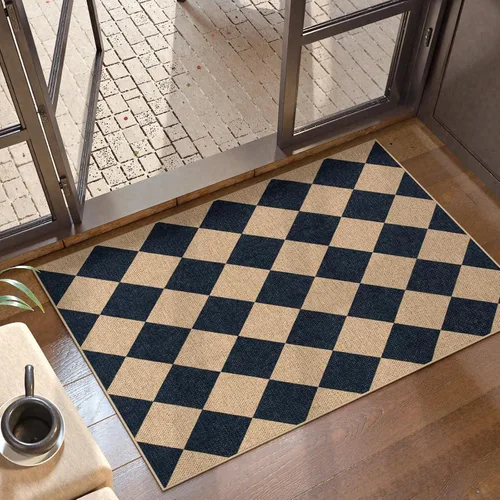 Miniatura 23 de Lahome Alfombra de yute a cuadros fácil 2'x3', alfombra pequeña para entrada, antideslizante, alfombra para la puerta delantera de la cocina