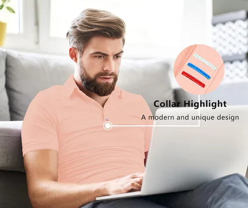Miniatura 14 de V VALANCH Polo de golf de manga corta para hombre, estilo casual, con cuello que absorbe la humedad