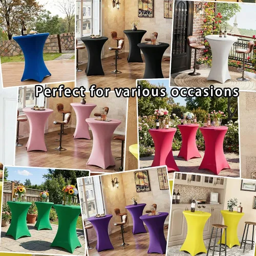 Miniatura 6 de Mantel para mesa de cóctel, paquete de 2 manteles de cóctel ajustables de elastano, manteles redondos elásticos para bar, boda, fiesta, banquete