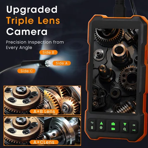 Miniatura 5 de Epicmate Cámara de Inspección de Alcantarillado con Triple Lente - Cámara Serpiente con Luz 16.5 pies, Endoscopio con Pantalla IPS de 5" con Luces