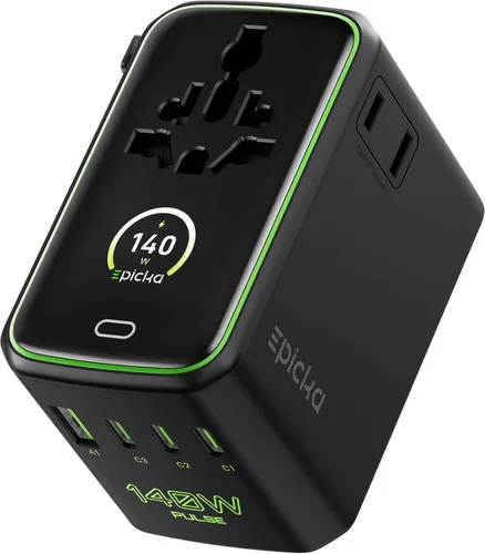 Miniatura 10 de Epicka Pulse Duo - Adaptador de viaje universal de 65 W, adaptador de corriente internacional con PD y QC 3.0 de carga rápida para 2 dispositivos
