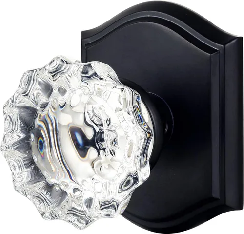 Miniatura 22 de Pomos de Puerta de Vidrio para Interiores, Estilo Vintage, Pomos de Puerta de Cristal de Privacidad con Cerradura, Pomos de Puerta de Latón Antiguo