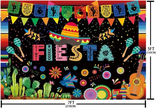Miniatura 5 de Sendy Fondo temático de fiesta mexicana de 7 x 5 pies, decoración de fiesta de cumpleaños, carnaval mexicano, banderas coloridas, pancartas