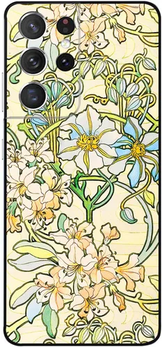 Miniatura 66 de Berkin Arts Funda compatible con Samsung Galaxy S22 Ultra, funda de silicona Art Nouveau Floral Flower (Clematis by Alphonse Mucha)
