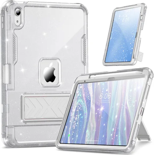 Miniatura 10 de INFILAND Funda para iPad A16 de 11 pulgadas 11ª generación, Funda para iPad 10ª generación de 10.9 pulgadas con purpurina semitransparente, a prueba