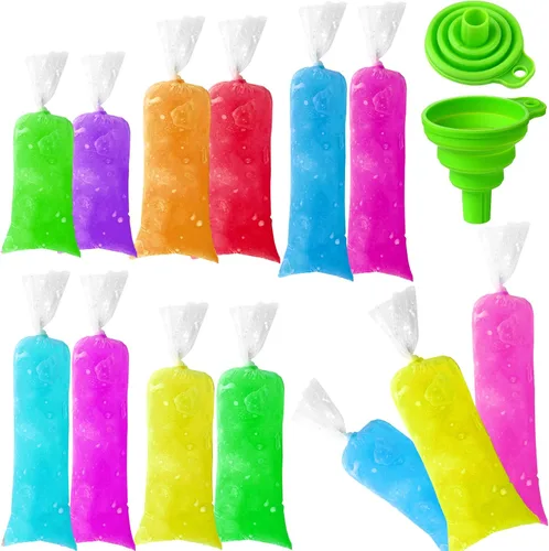Miniatura 7 de 1002 bolsas de helado desechables para helados con embudo de silicona, bolsa de dulces de 3 tamaños para hacer yogur, 2 x 12 pulgadas, 3 x 12