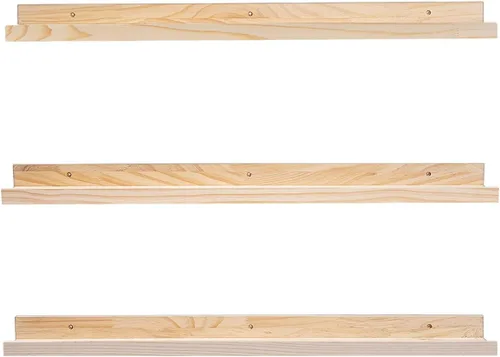 Miniatura 12 de MBYD Estantes flotantes de 36 pulgadas negros, estantes colgantes de madera, estante de repisa para fotos, estantes de repisa para fotos para pared