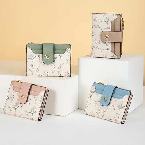 Miniatura 5 de Farcauo Cartera para Mujer delgada con Flores Kawaii, Carteras para Mujeres, Cartera Linda y delgada para Mujeres, Contemporáneo