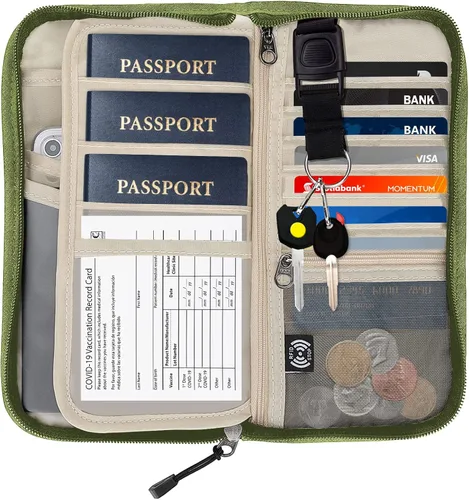 Miniatura 2 de ZOPPEN Cartera de viaje RFID y organizador de documentos con cremallera con correa de muñeca extraíble, Cartera RFID