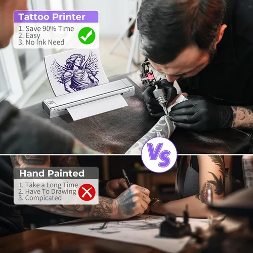 Miniatura 4 de Impresora térmica de plantillas de tatuajes, máquina de impresión térmica de transferencia de tatuajes, impresora portátil sin tinta Bluetooth