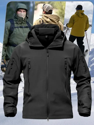 Miniatura 6 de TACVASEN Chaquetas de lluvia tácticas militares para hombre, de forro polar cálido, softshell, con capucha, snowboard