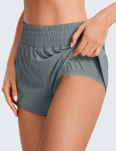 Miniatura 57 de CRZ YOGA Pantalones cortos de correr de cintura alta para mujer de 2.5 pulgadas, forro de malla de secado rápido para entrenamiento deportivo