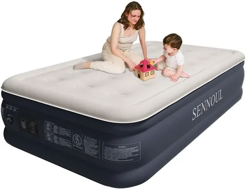 Miniatura 13 de SENNOUL Colchón de aire tamaño individual con bomba incorporada, autoinflable rápido de 2 minutos, cama inflable máxima de 13 pulgadas/550 libras