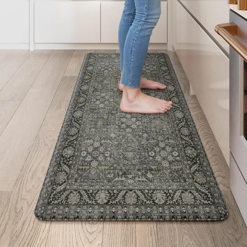 Miniatura 21 de KIMODE Alfombra de Cocina Antifatiga 2 Piezas, Alfombras de Cocina Antideslizantes e Impermeables, Alfombra de Cocina de Estilo Rústico en Gris