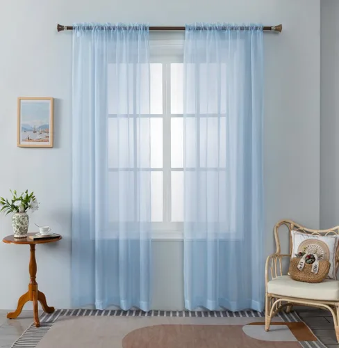 Miniatura 32 de WPM - Cortinas traslúcidas de gasa transparente con bolsillo para barra, 2 paneles de cortinas traslúcidas para dormitorio, cocina, sala de estar
