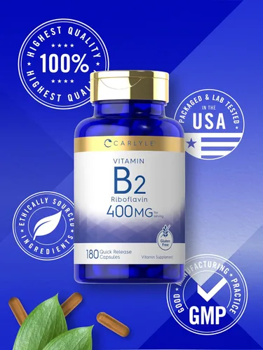 Miniatura 6 de Carlyle Vitamina B-2 400 mg 180 unidades Suplemento sin OMG, sin gluten Riboflavina B2
