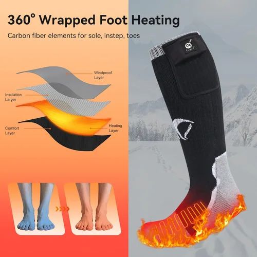 Miniatura 2 de DAY WOLF Electric Heated Socks for Men Women with 3 Heat Levels Up to 10 Hours Rechargeable Battery Powered Warm Socks 2 * 2200mAh Thermal Socks