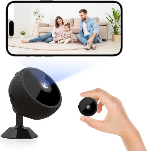 ZHENHAN Mini cámara inalámbrica con visión nocturna avanzada y detección de movimiento, aplicación de teléfono de control remoto, almacenamiento