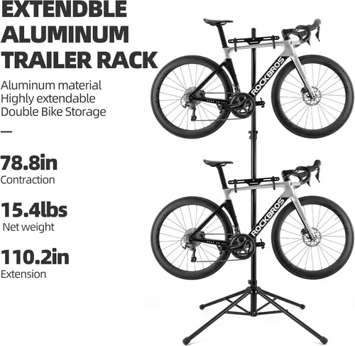 Miniatura 5 de ROCKBROS 2 soportes de almacenamiento de bicicletas para interiores, ajustable, para pared, vertical, 68.11-110.2 pulgadas, para carretera, MTB e