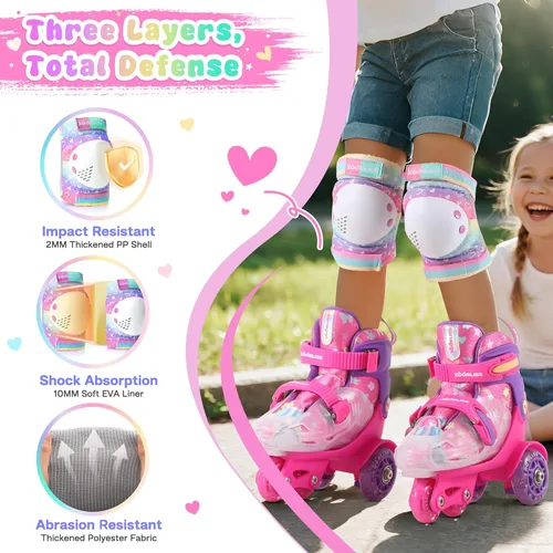 Miniatura 4 de Rodilleras para niños – Juego de rodilleras y coderas para niños pequeños de 3 a 12 años, equipo de protección para niños, patineta, bicicleta