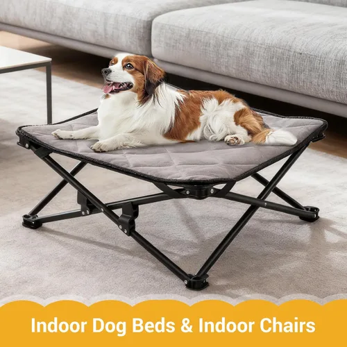 Miniatura 8 de KingCamp Cama elevada para perros pequeños, cama de mascotas elevada y de enfriamiento para exteriores con malla transpirable lavable y pies
