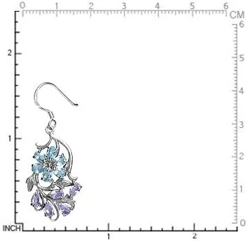 Miniatura 2 de Silvershake Pendientes colgantes de plata de ley 925 con diseño de flor y hoja de estilo victoriano
