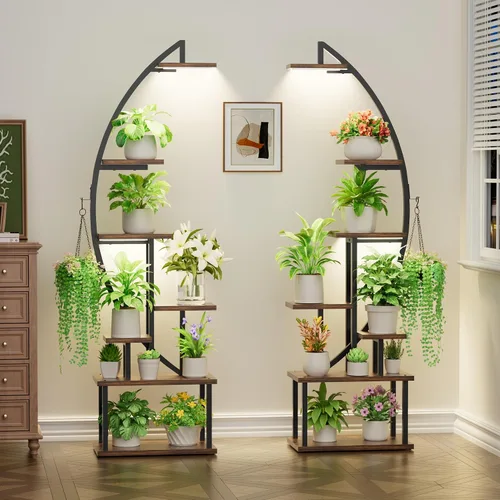Miniatura 8 de Soporte para plantas de interior con luces de cultivo: estante grande para múltiples plantas, paquete de 2 estantes para plantas de 7 niveles
