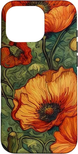 Miniatura 20 de iPhone 16 Floral Van Gogh Style Poppy Flower Case