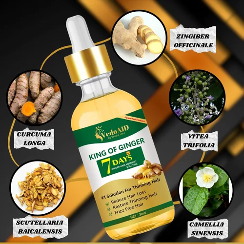 Miniatura 2 de Aceite de jengibre para el crecimiento del cabello, suero de biotina para el crecimiento del cabello, aceite esencial de jengibre natural 100% puro