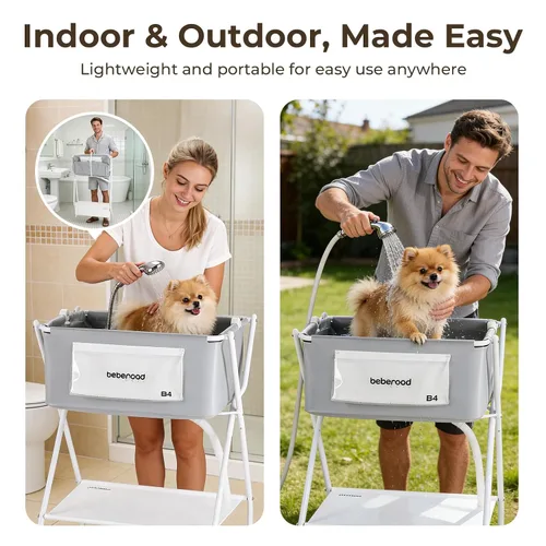 Miniatura 4 de Bañera para Perros Estación de Lavado de Perros con Cepillo para Perros Pequeños y Medianos, Gatos, Bañera B4 Plegable para Perros para Baño y Aseo