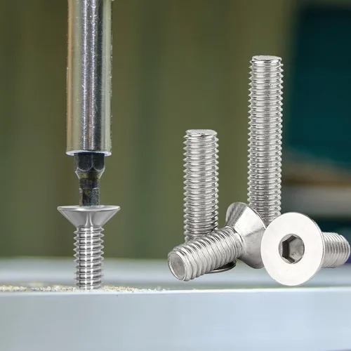 Miniatura 9 de Tornillos de cabeza plana M8 x 16 mm con zócalo, tornillos avellanados, acero inoxidable 304, acabado brillante, totalmente roscados, accionamiento