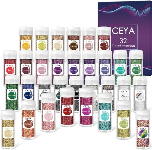 Miniatura 11 de Ceya 5.3 onzas/150g Vidrio Triturado Irregular Azul Neptuno Metálico Chips de Cristal Vidrio Roto Chips Purpurina 2-4mm Manualidades Purpurina
