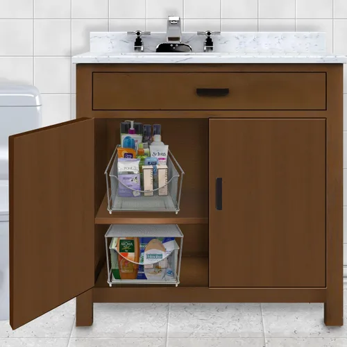 Miniatura 7 de Sorbus gavetas organizadoras de almacenamiento de malla plateada con gavetas extraíbles, ideal para cubierta, gabinete, despensa, para colocar bajo