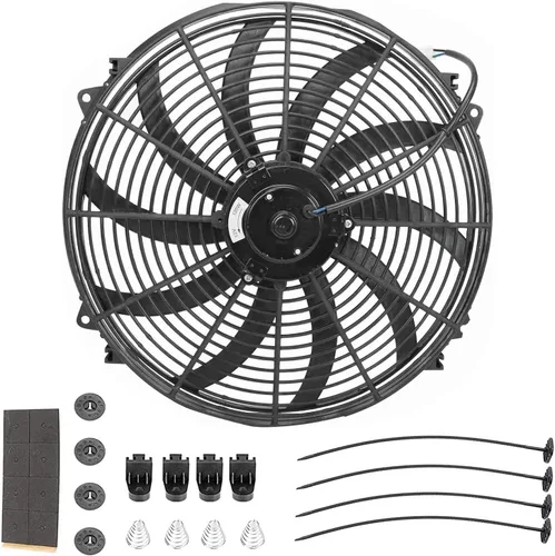 Miniatura 10 de Ventilador delgado de 10 pulgadas para radiador eléctrico Push Pull Ventilador de refrigeración 12V 80w 800 CFM Kit de montaje universal negro
