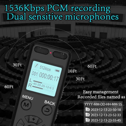 Miniatura 2 de Grabadora de voz digital de 136 GB, grabadora activada por voz para conferencias y reuniones - Aiworth 9860 horas de grabadora de audio de sonido