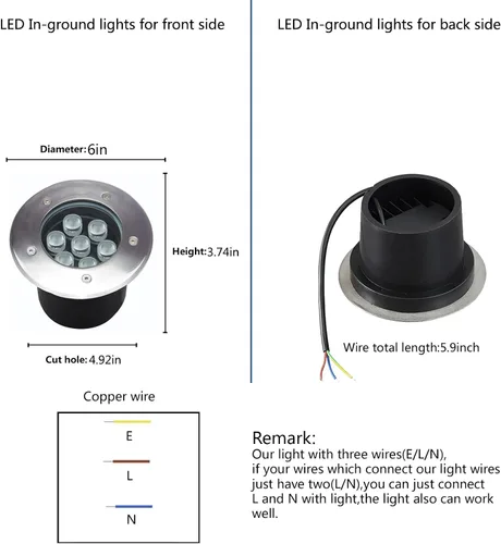 Miniatura 2 de Luces de suelo para exteriores (7 W, 110 V-120 V, 4 unidades) IP67 Waterproof, Hardwired LED Landscape Light, High Brigt 3000K Well Lighting for