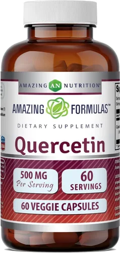 Miniatura 7 de Amazing Formulas - Quercetina 500 mg en cápsulas vegetales Suplemento sin OMG Sin gluten Promueve la salud general y el bienestar