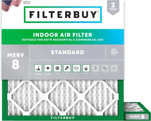 Miniatura 30 de Filterbuy Filtro de aire MERV 8 de 8 x 14 x 1 pulgadas para defensa contra el polvo y las alergias (paquete de 2), filtros electrostáticos plisados